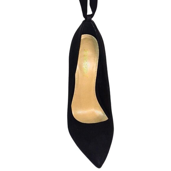 SHOE DAZZLE BLACK SUEDE WILDA PUMPS W/ANKLE LEG TIE WRAP - SIZE 8.5 - Picture 2 of 5